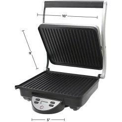 Electric Skillets & Indoor Grills Ovente GP1000BR 1500 W Brushed Nickel Non-Stick Panini Press -Costway Shop nickel brushed ovente panini presses gp1000br fa 1000