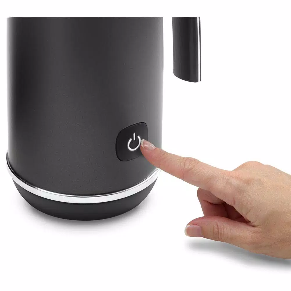 DeLonghi 8.8 oz. Matte Black Metal Electric Milk Frother with Non-Stick Interior Coffee Makers DeLonghi 8.8 Oz. Matte Black Metal Electric Milk Frother With Non-Stick Interior -Costway Shop painted black metal body delonghi milk frothers emf1bk 4f 1000