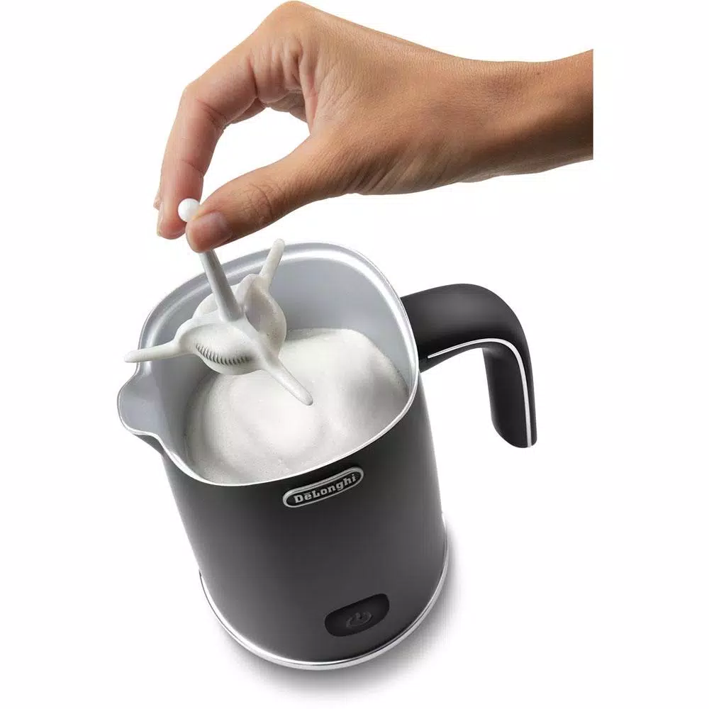 DeLonghi 8.8 oz. Matte Black Metal Electric Milk Frother with Non-Stick Interior Coffee Makers DeLonghi 8.8 Oz. Matte Black Metal Electric Milk Frother With Non-Stick Interior -Costway Shop painted black metal body delonghi milk frothers emf1bk c3 1000