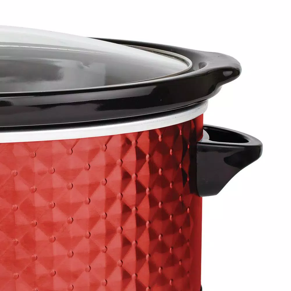Cookers Brentwood Appliances Diamond 7 Qt. Red Slow Cooker With Tempered Glass Lid 5 Cookers Brentwood Appliances Diamond 7 Qt. Red Slow Cooker With Tempered Glass Lid - Image 3