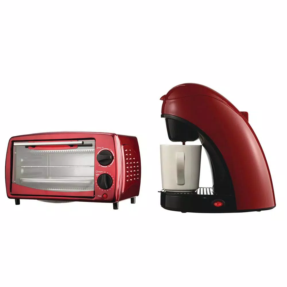 Brentwood Appliances 700-Watt Red Toaster Oven and Broiler with Red Single-Serve Coffee Maker and Mug Toasters Brentwood Appliances 700-Watt Red Toaster Oven And Broiler With Red Single-Serve Coffee Maker And Mug -Costway Shop red brentwood appliances toaster ovens 843631123331 64 1000