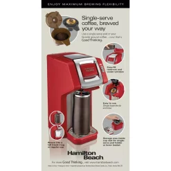 Coffee Makers Hamilton Beach 1-Cup Red FlexBrew Coffee Maker -Costway Shop red hamilton beach drip coffee makers 49945 76 1000