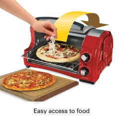 Toasters Hamilton Beach Easy Reach 1200 W 4-Slice Red Toaster Oven With Roll-Top Door -Costway Shop red hamilton beach toaster ovens 31337d 44 1000