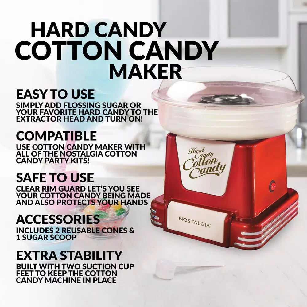 Dessert Makers Nostalgia Retro Red Hard And Sugar Free Cotton Candy Maker With Cotton Candy Cones 13 Dessert Makers Nostalgia Retro Red Hard And Sugar Free Cotton Candy Maker With Cotton Candy Cones - Image 11