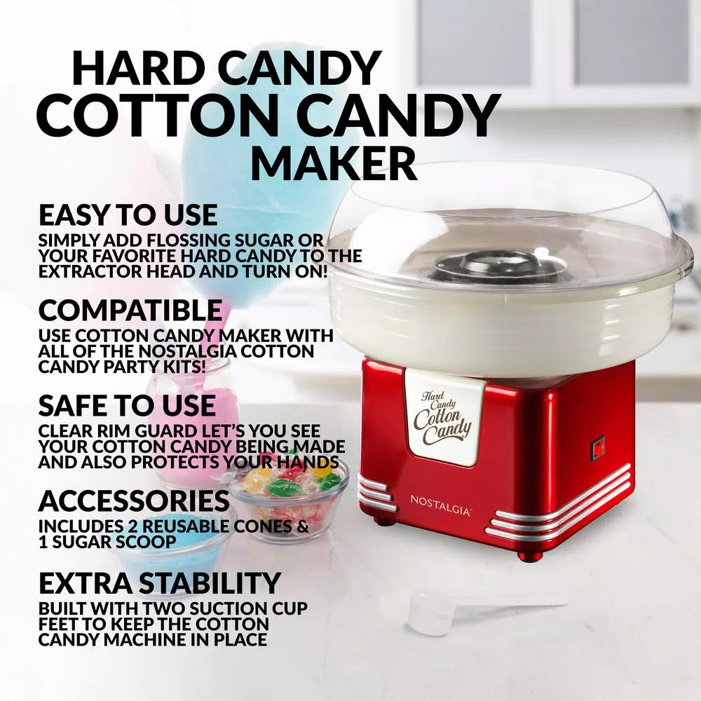 Dessert Makers Nostalgia Retro Red Hard And Sugar Free Cotton Candy Maker With Cotton Candy Cones 13 Dessert Makers Nostalgia Retro Red Hard And Sugar Free Cotton Candy Maker With Cotton Candy Cones - Image 11