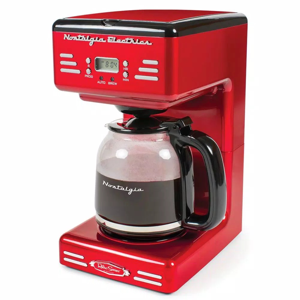 Nostalgia 12-Cup Red Coffee Maker with Keep Warm Function Coffee Makers Nostalgia 12-Cup Red Coffee Maker With Keep Warm Function -Costway Shop red nostalgia drip coffee makers rcof120rr 64 1000