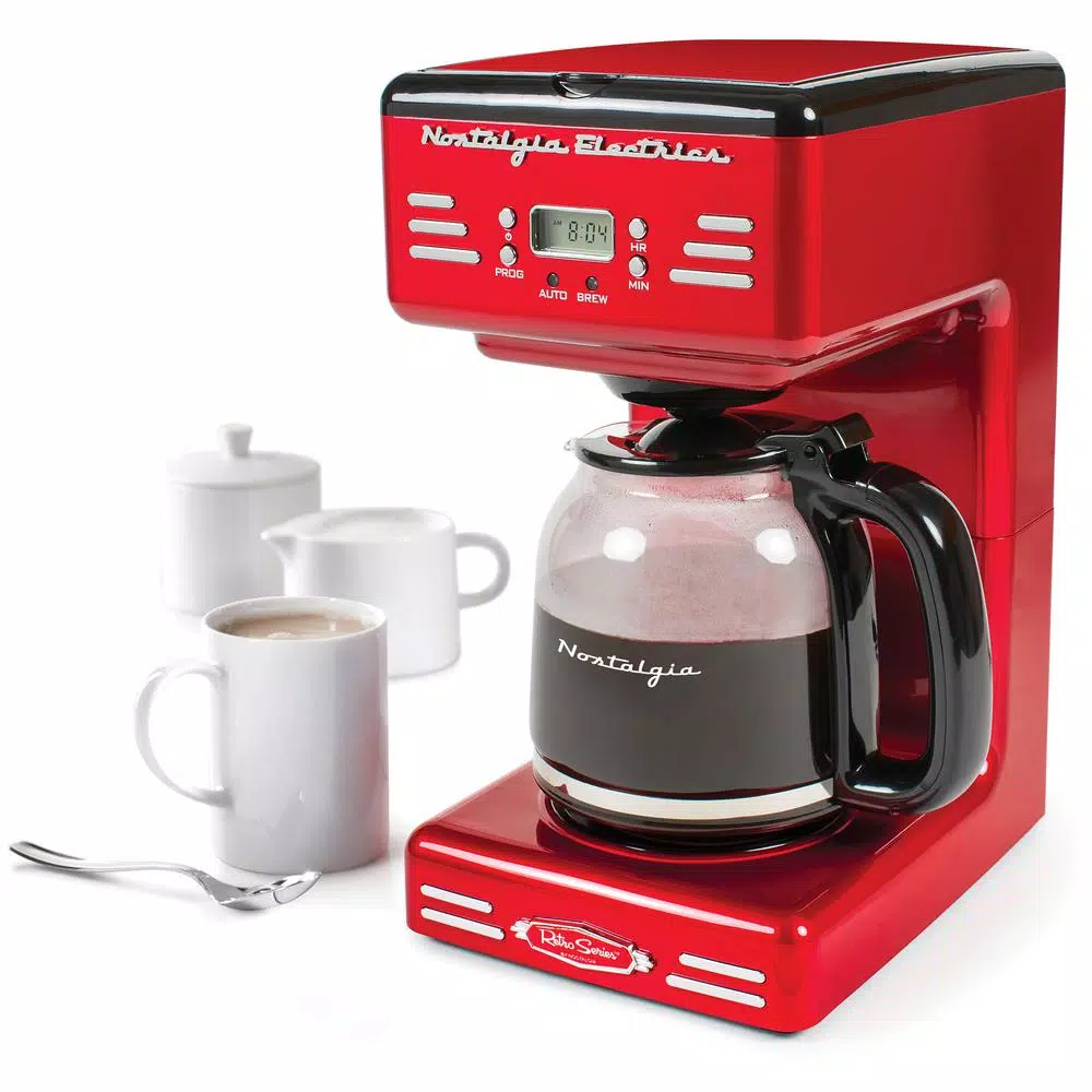 Nostalgia 12-Cup Red Coffee Maker with Keep Warm Function Coffee Makers Nostalgia 12-Cup Red Coffee Maker With Keep Warm Function -Costway Shop red nostalgia drip coffee makers rcof120rr c3 1000