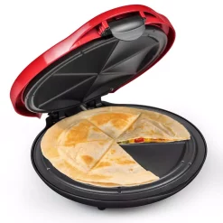 Electric Skillets & Indoor Grills Nostalgia 900 W Red Quesadilla Maker With Extra Stuffing Latch -Costway Shop red nostalgia panini presses tteqm10rd 31 1000