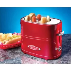 Toasters Nostalgia Retro Series 2-Slice Red Long Slot Hot Dog And Bun Toaster With Crumb Tray And Mini Tongs 13 Toasters Nostalgia Retro Series 2-Slice Red Long Slot Hot Dog And Bun Toaster With Crumb Tray And Mini Tongs -Costway Shop red nostalgia pop up toasters hdt600retrored 31 1000