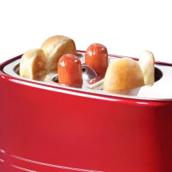 Toasters Nostalgia Retro Series 2-Slice Red Long Slot Hot Dog And Bun Toaster With Crumb Tray And Mini Tongs 10 Toasters Nostalgia Retro Series 2-Slice Red Long Slot Hot Dog And Bun Toaster With Crumb Tray And Mini Tongs -Costway Shop red nostalgia pop up toasters hdt600retrored 4f 1000