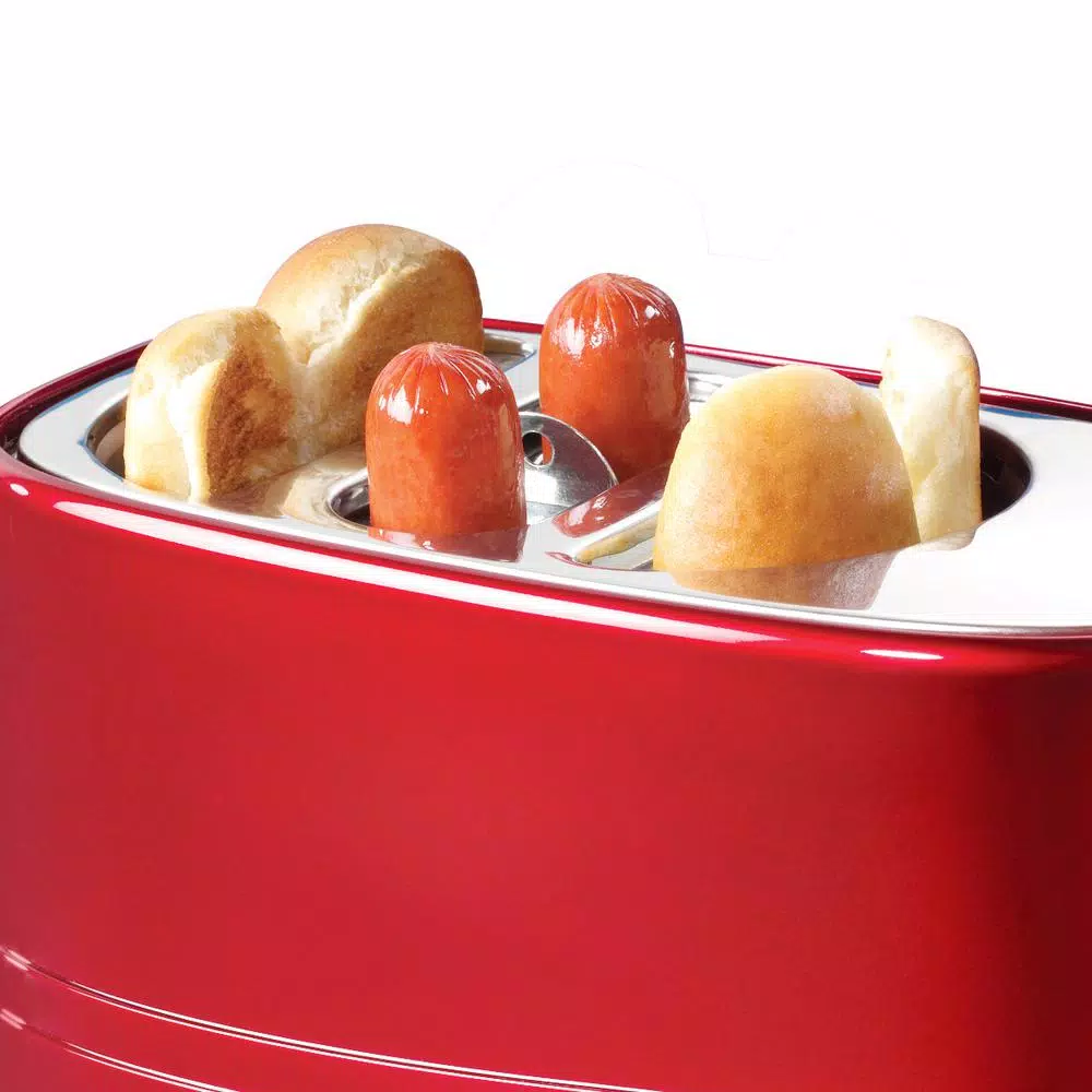 Toasters Nostalgia Retro Series 2-Slice Red Long Slot Hot Dog And Bun Toaster With Crumb Tray And Mini Tongs 5 Toasters Nostalgia Retro Series 2-Slice Red Long Slot Hot Dog And Bun Toaster With Crumb Tray And Mini Tongs - Image 3