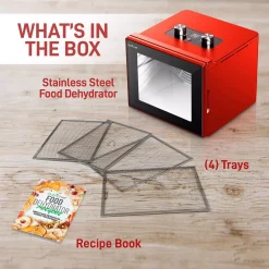 Food Processing NutriChef 4-Tray Red 350 Watt Premium Food Dehydrator Machine With Digital Timer And Temperature Control -Costway Shop red nutrichef dehydrators ncdh4s c3 1000