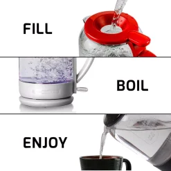Electric Kettles Ovente 6.3-Cup Red Glass Electric Kettle With ProntoFill Technology – Fill Up With The Lid On 5 Electric Kettles Ovente 6.3-Cup Red Glass Electric Kettle With ProntoFill Technology – Fill Up With The Lid On -Costway Shop red ovente electric kettles kg516r 4f 1000