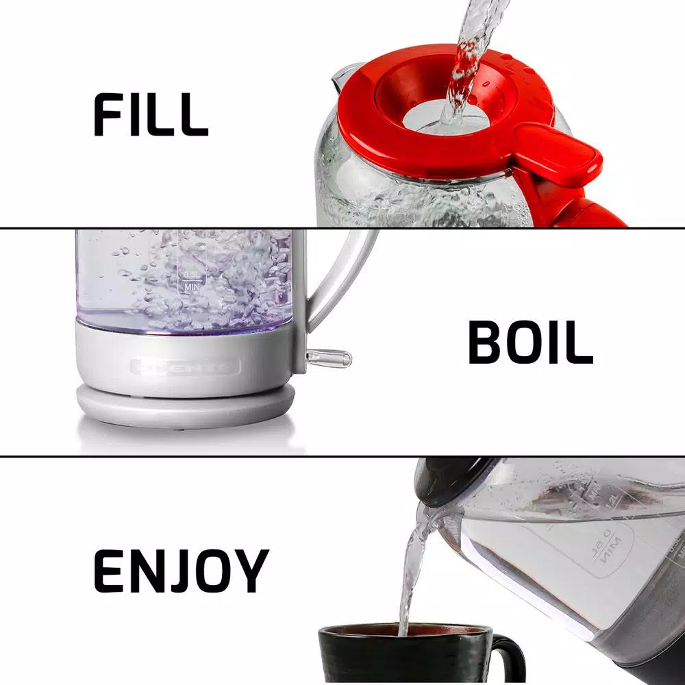 Ovente 6.3-Cup Red Glass Electric Kettle with ProntoFill Technology – Fill Up with the Lid On Electric Kettles Ovente 6.3-Cup Red Glass Electric Kettle With ProntoFill Technology – Fill Up With The Lid On -Costway Shop red ovente electric kettles kg516r 4f 1000
