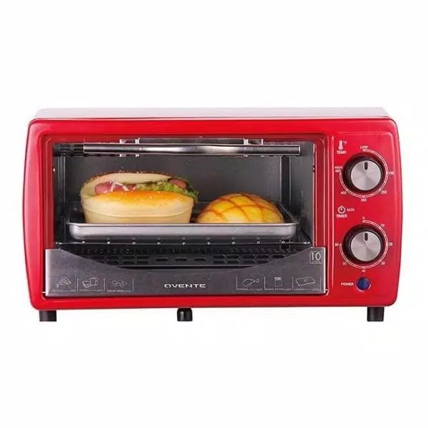 Ovente 700-Watt 4-Slice Red Electric Toaster Oven with Timer Knob and Tempered Glass Door Cool-Touch Handle, Includes LED Light Toasters Ovente 700-Watt 4-Slice Red Electric Toaster Oven With Timer Knob And Tempered Glass Door Cool-Touch Handle, Includes LED Light -Costway Shop red ovente toaster ovens to6895r 31 1000