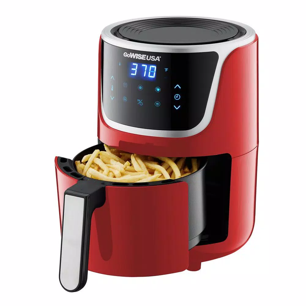 GoWISE USA 1. 7- qt. , 2.0 qt. Max Red/Silver Electric Mini Air Fryer with Digital Touchscreen + Recipe Book Air Fryers GoWISE USA 1. 7- Qt. , 2.0 Qt. Max Red/Silver Electric Mini Air Fryer With Digital Touchscreen + Recipe Book -Costway Shop red silver gowise usa air fryers gw22977 1f 1000