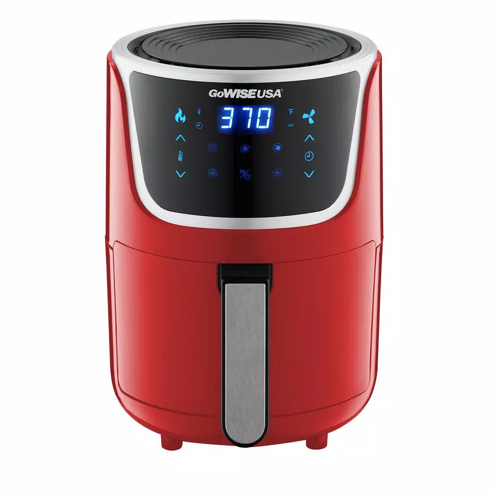 GoWISE USA 1. 7- qt. , 2.0 qt. Max Red/Silver Electric Mini Air Fryer with Digital Touchscreen + Recipe Book Air Fryers GoWISE USA 1. 7- Qt. , 2.0 Qt. Max Red/Silver Electric Mini Air Fryer With Digital Touchscreen + Recipe Book -Costway Shop red silver gowise usa air fryers gw22977 c3 1000