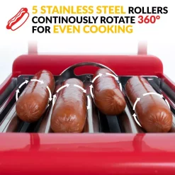 Electric Skillets & Indoor Grills Nostalgia Red 8-Hot Dog Roller And 6-Bun Warmer 6 Electric Skillets & Indoor Grills Nostalgia Red 8-Hot Dog Roller And 6-Bun Warmer -Costway Shop red yellow nostalgia indoor grills hdr8ry 1f 1000