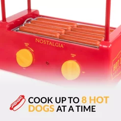 Electric Skillets & Indoor Grills Nostalgia Red 8-Hot Dog Roller And 6-Bun Warmer 7 Electric Skillets & Indoor Grills Nostalgia Red 8-Hot Dog Roller And 6-Bun Warmer -Costway Shop red yellow nostalgia indoor grills hdr8ry 44 1000