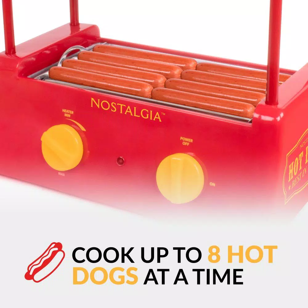 Nostalgia Red 8-Hot Dog Roller and 6-Bun Warmer Electric Skillets & Indoor Grills Nostalgia Red 8-Hot Dog Roller And 6-Bun Warmer -Costway Shop red yellow nostalgia indoor grills hdr8ry 44 1000