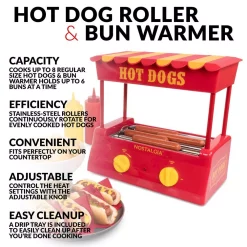 Electric Skillets & Indoor Grills Nostalgia Red 8-Hot Dog Roller And 6-Bun Warmer 5 Electric Skillets & Indoor Grills Nostalgia Red 8-Hot Dog Roller And 6-Bun Warmer -Costway Shop red yellow nostalgia indoor grills hdr8ry 4f 1000