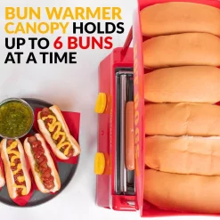 Electric Skillets & Indoor Grills Nostalgia Red 8-Hot Dog Roller And 6-Bun Warmer 9 Electric Skillets & Indoor Grills Nostalgia Red 8-Hot Dog Roller And 6-Bun Warmer -Costway Shop red yellow nostalgia indoor grills hdr8ry 76 1000