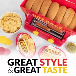 Electric Skillets & Indoor Grills Nostalgia Red 8-Hot Dog Roller And 6-Bun Warmer 3 Electric Skillets & Indoor Grills Nostalgia Red 8-Hot Dog Roller And 6-Bun Warmer -Costway Shop red yellow nostalgia indoor grills hdr8ry a0 1000