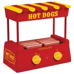 Electric Skillets & Indoor Grills Nostalgia Red 8-Hot Dog Roller And 6-Bun Warmer 4 Electric Skillets & Indoor Grills Nostalgia Red 8-Hot Dog Roller And 6-Bun Warmer -Costway Shop red yellow nostalgia indoor grills hdr8ry c3 1000