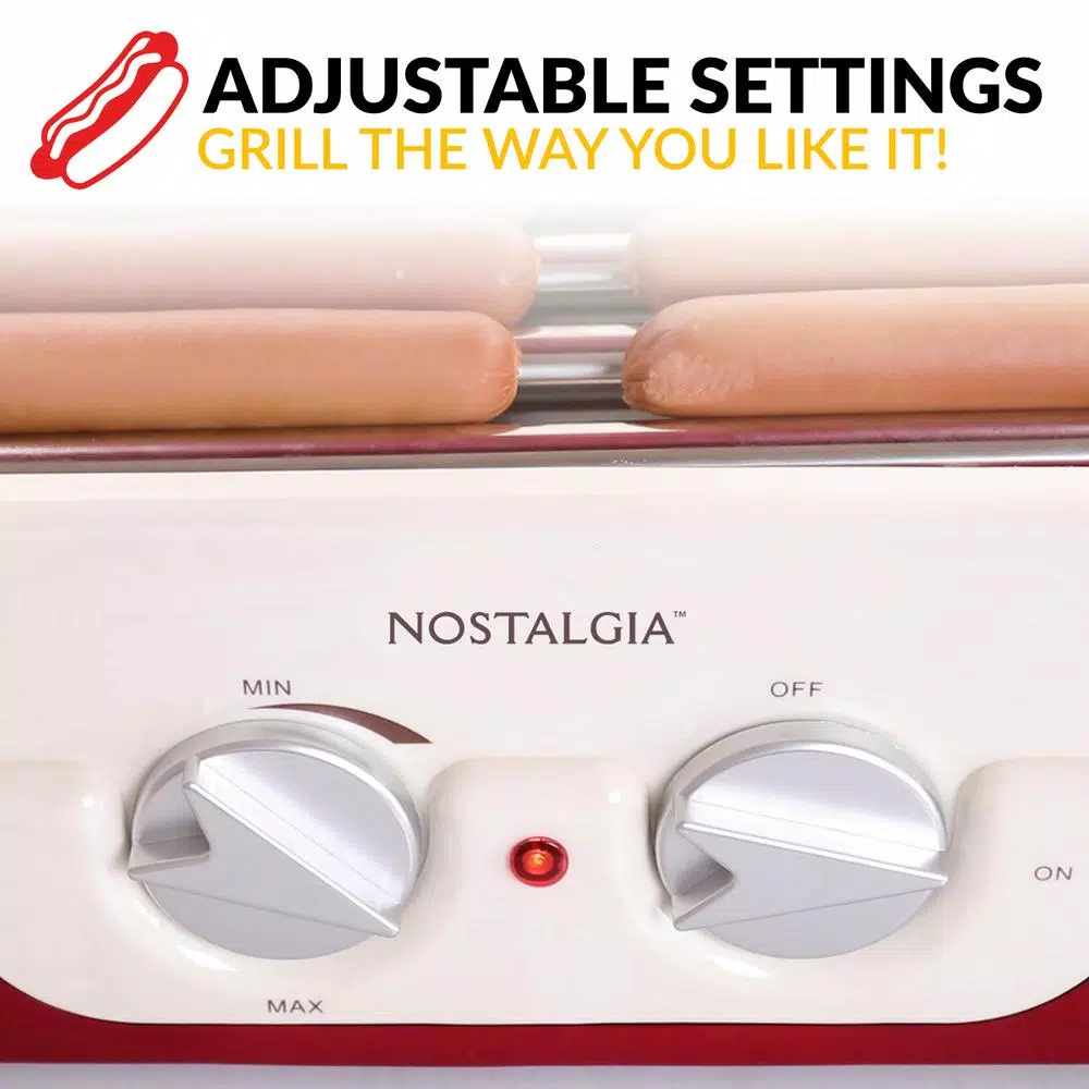 Nostalgia Retro Red Electric Hot Dog Roller and Bun Warmer Electric Skillets & Indoor Grills Nostalgia Retro Red Electric Hot Dog Roller And Bun Warmer -Costway Shop retro red nostalgia indoor grills hdr8rr 44 1000