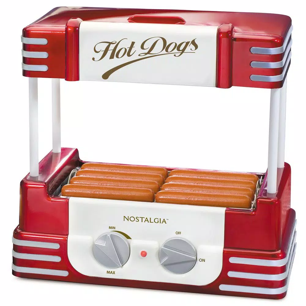 Nostalgia Retro Red Electric Hot Dog Roller and Bun Warmer Electric Skillets & Indoor Grills Nostalgia Retro Red Electric Hot Dog Roller And Bun Warmer -Costway Shop retro red nostalgia indoor grills hdr8rr 64 1000