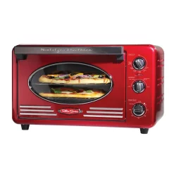 Toasters Nostalgia Retro 1500 W 12-Slice Retro Red Convection Toaster Oven With Built In Timer
