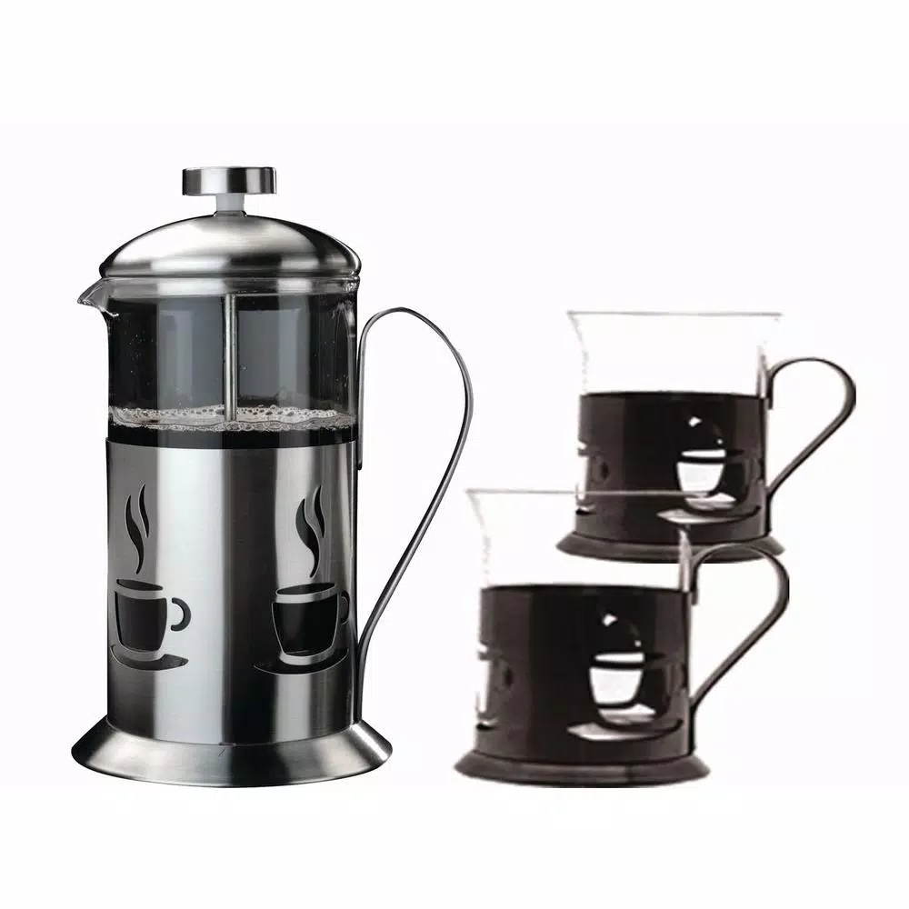 BergHOFF CooknCo 2.5-Cup Stainless Steel and Glass French Press Coffee Makers BergHOFF CooknCo 2.5-Cup Stainless Steel And Glass French Press -Costway Shop silver berghoff french presses 2211100 44 1000