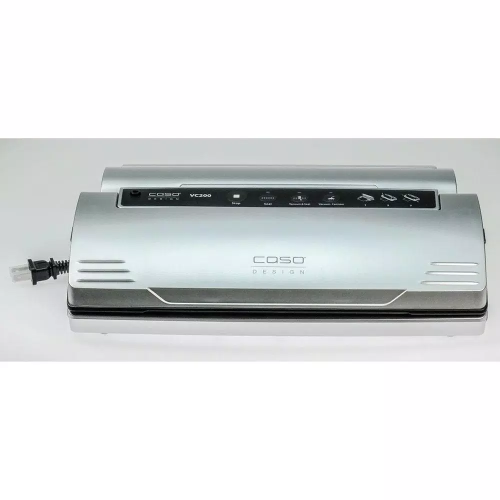 Food Processing CASO VC 200 Black And Silver Food Vacuum Sealer With Fold-Out Cutter, Roll Box And Vacuum Bag Set 3 Food Processing CASO VC 200 Black And Silver Food Vacuum Sealer With Fold-Out Cutter, Roll Box And Vacuum Bag Set