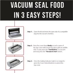 Food Processing CASO VC 200 Black And Silver Food Vacuum Sealer With Fold-Out Cutter, Roll Box And Vacuum Bag Set 20 Food Processing CASO VC 200 Black And Silver Food Vacuum Sealer With Fold-Out Cutter, Roll Box And Vacuum Bag Set -Costway Shop silver black caso food vacuum sealers 11390 2 kit 76 1000
