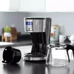 Coffee Makers BLACK+DECKER 12-Cup Silver Accents Programmable Coffeemaker With Vortex Technology 12 Coffee Makers BLACK+DECKER 12-Cup Silver Accents Programmable Coffeemaker With Vortex Technology -Costway Shop silver black decker drip coffee makers cm1331s 1f 1000