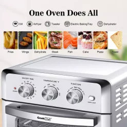 Air Fryers Boyel Living 19 Qt. Silver Stainless Steel Air Fryer Toaster Oven With Roast, Bake, Broil, Reheat, Accessories & Recipes Included 5 Air Fryers Boyel Living 19 Qt. Silver Stainless Steel Air Fryer Toaster Oven With Roast, Bake, Broil, Reheat, Accessories & Recipes Included -Costway Shop silver boyel living air fryers gbk gto18 1f 1000