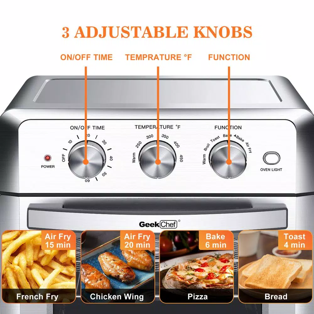 Boyel Living 19 Qt. Silver Stainless Steel Air Fryer Toaster Oven with Roast, Bake, Broil, Reheat, Accessories & Recipes Included Air Fryers Boyel Living 19 Qt. Silver Stainless Steel Air Fryer Toaster Oven With Roast, Bake, Broil, Reheat, Accessories & Recipes Included -Costway Shop silver boyel living air fryers gbk gto18 fa 1000