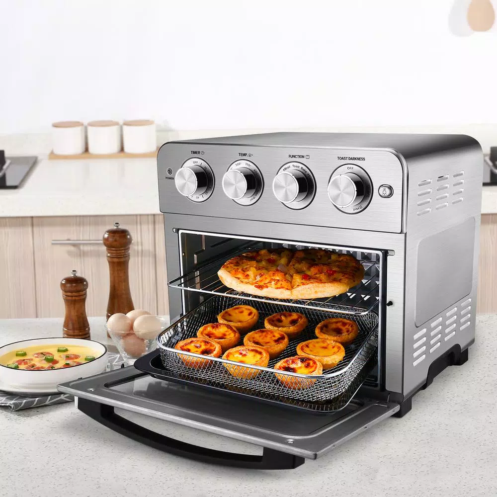 Boyel Living 24 Qt. Silver Stainless Steel Air Fryer Toaster Oven with Roast, Bake, Broil, Reheat, Accessories and Cookbook Included Air Fryers Boyel Living 24 Qt. Silver Stainless Steel Air Fryer Toaster Oven With Roast, Bake, Broil, Reheat, Accessories And Cookbook Included -Costway Shop silver boyel living air fryers gbk gto23 c3 1000