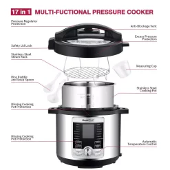 Cookers Boyel Living 6 Qt. Stainless Steel 17-in-1 Multi-Use Electric Pressure Cooker With Stainless Steel Inner Pot 8 Cookers Boyel Living 6 Qt. Stainless Steel 17-in-1 Multi-Use Electric Pressure Cooker With Stainless Steel Inner Pot -Costway Shop silver boyel living electric pressure cookers gbk gp60d fa 1000