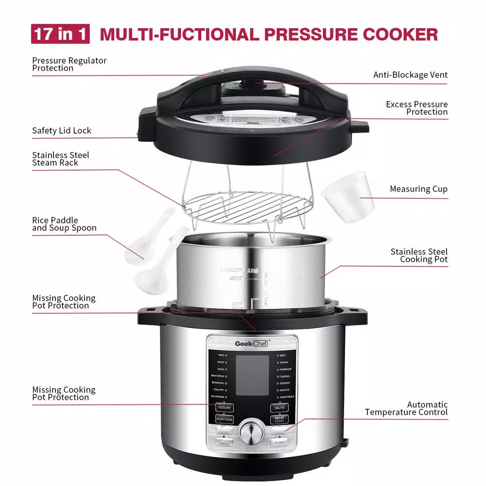 Boyel Living 6 Qt. Stainless Steel 17-in-1 Multi-Use Electric Pressure Cooker with Stainless Steel Inner Pot Cookers Boyel Living 6 Qt. Stainless Steel 17-in-1 Multi-Use Electric Pressure Cooker With Stainless Steel Inner Pot -Costway Shop silver boyel living electric pressure cookers gbk gp60d fa 1000