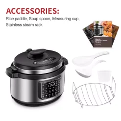 Cookers Boyel Living 8 Qt. Stainless Steel 12-in-1 Multiuse Programmable Electric Pressure Cooker With Non-Stick Pot And Cool-Touch Handles 5 Cookers Boyel Living 8 Qt. Stainless Steel 12-in-1 Multiuse Programmable Electric Pressure Cooker With Non-Stick Pot And Cool-Touch Handles -Costway Shop silver boyel living electric pressure cookers gbk gp80plus 4f 1000