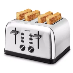 Toasters Boyel Living 1500 W 4-Slice Silver Wide Slot Toaster With Dual Control Panels -Costway Shop silver boyel living pop up toasters gbk gts4a 31 1000
