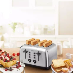 Toasters Boyel Living 1500 W 4-Slice Silver Wide Slot Toaster With Dual Control Panels -Costway Shop silver boyel living pop up toasters gbk gts4a e1 1000