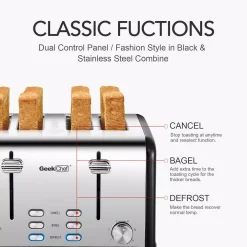 Toasters Boyel Living 1650 W 4-Slice Silver Wide Slot Toaster With Dual Control Panels Of Bagel, Defrost And Cancel Function -Costway Shop silver boyel living pop up toasters gbk gts4b 4f 1000