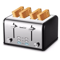 Toasters Boyel Living 1650 W 4-Slice Silver Wide Slot Toaster With Dual Control Panels Of Bagel, Defrost And Cancel Function -Costway Shop silver boyel living pop up toasters gbk gts4b c3 1000