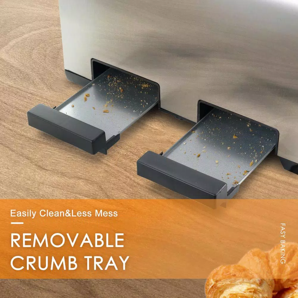 Boyel Living 1500 W 4-Slice Silver Wide Slot Toaster with 6 Bread Shade Settings and Removable Crumb Tray Toasters Boyel Living 1500 W 4-Slice Silver Wide Slot Toaster With 6 Bread Shade Settings And Removable Crumb Tray -Costway Shop silver boyel living pop up toasters gbk gts4c 44 1000