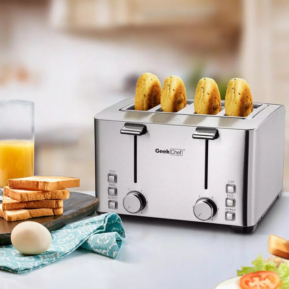 Boyel Living 1500 W 4-Slice Silver Wide Slot Toaster with 6 Bread Shade Settings and Removable Crumb Tray Toasters Boyel Living 1500 W 4-Slice Silver Wide Slot Toaster With 6 Bread Shade Settings And Removable Crumb Tray -Costway Shop silver boyel living pop up toasters gbk gts4c e1 1000