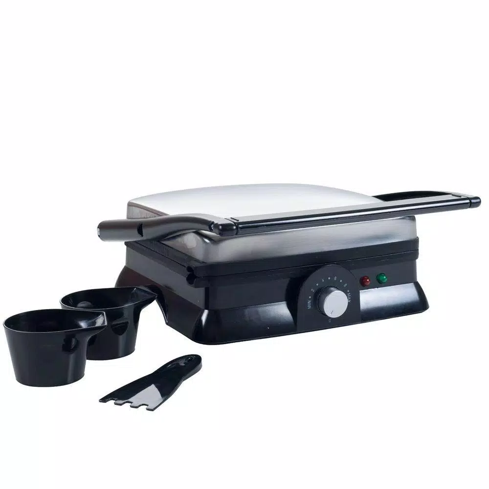 Electric Skillets & Indoor Grills Chef Buddy 1400 W Silver Non-Stick Panini Press 3 Electric Skillets & Indoor Grills Chef Buddy 1400 W Silver Non-Stick Panini Press