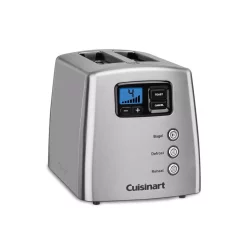 Toasters Cuisinart Touch To Toast 2-Slice Silver Wide Slot Toaster With Crumb Tray -Costway Shop silver cuisinart pop up toasters cpt 420p1 4f 1000