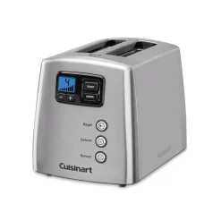 Toasters Cuisinart Touch To Toast 2-Slice Silver Wide Slot Toaster With Crumb Tray -Costway Shop silver cuisinart pop up toasters cpt 420p1 c3 1000